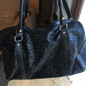 Expressions NYC Sequin Overnight Bag, Black Sequin
